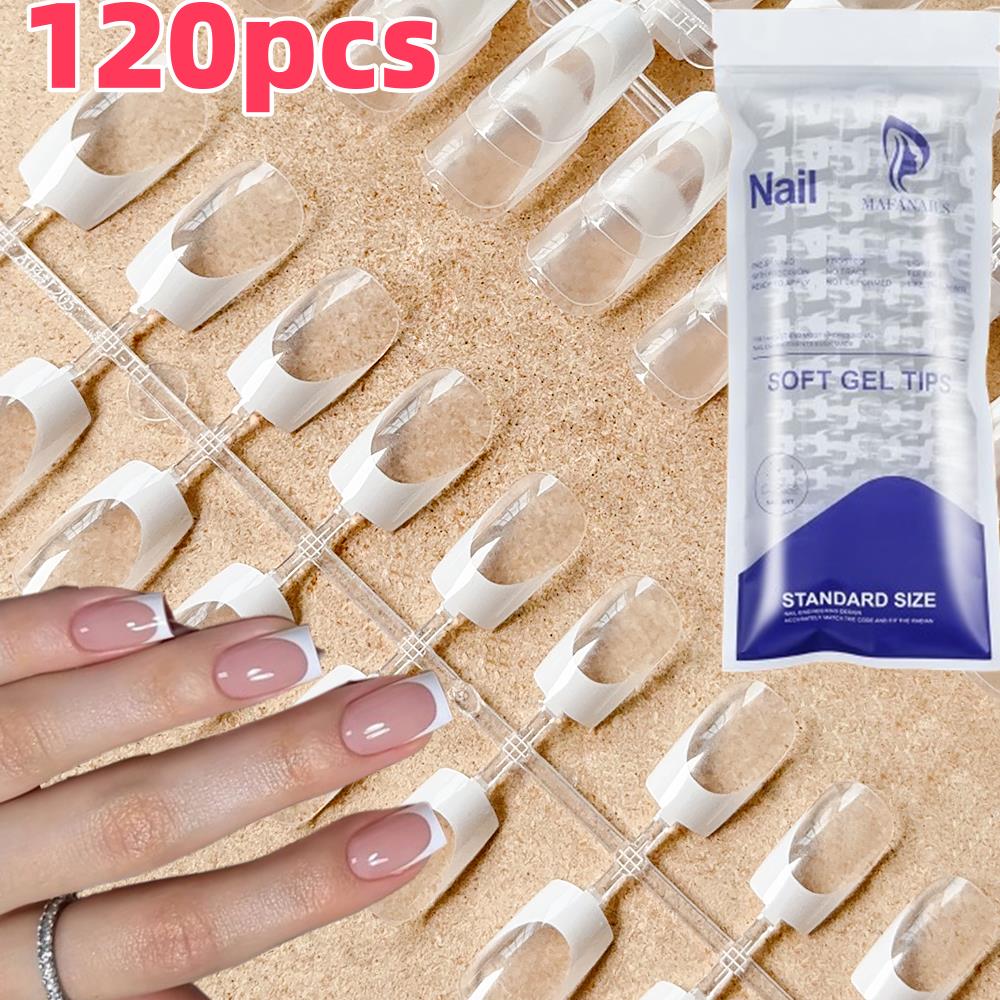 Nail Art Wedding - 120개/봉투 투명 프렌치 코핀 프레스온 네일