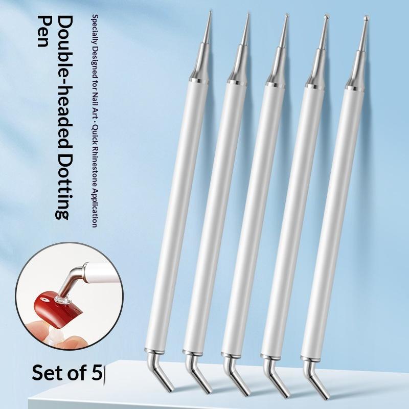 Nail Art Dotting Tool - 5개 아크릴 손잡이 크리스탈 스터드 픽커