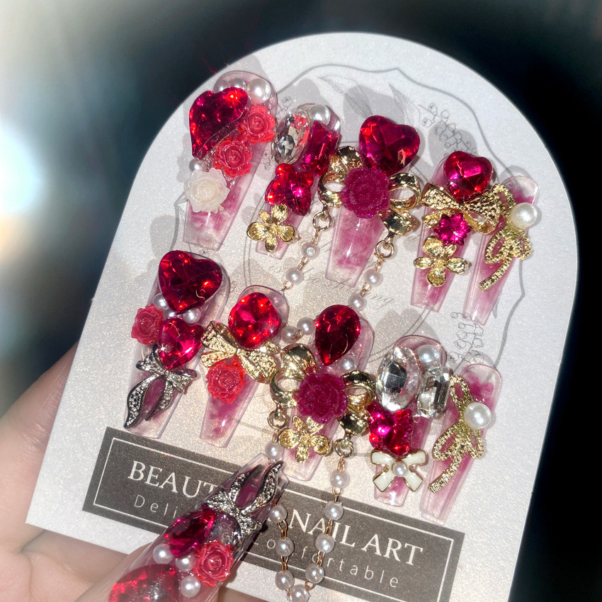Nail Art Wedding - 24pcs 손톱에 새해 중금속 프레스 중국