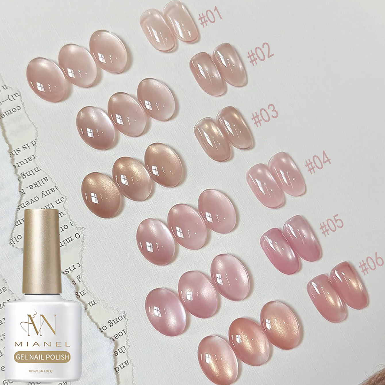 Nail Art Pink Cat Eye - 미아넬 10ML 러버 핑크 시리즈 캣아이
