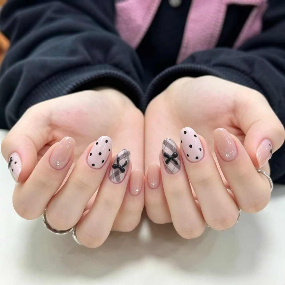24개 프렌치 플래드 빈페이스트 핑크 파우더 나비 리본 - Nail Art Wedding 리뷰 및 가격