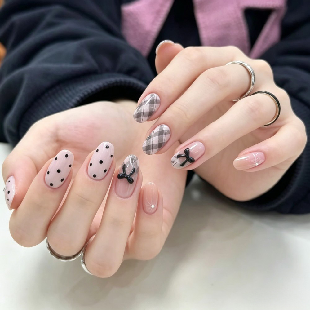 24개 프렌치 플래드 빈페이스트 핑크 파우더 나비 리본 - Nail Art Wedding 리뷰 및 가격