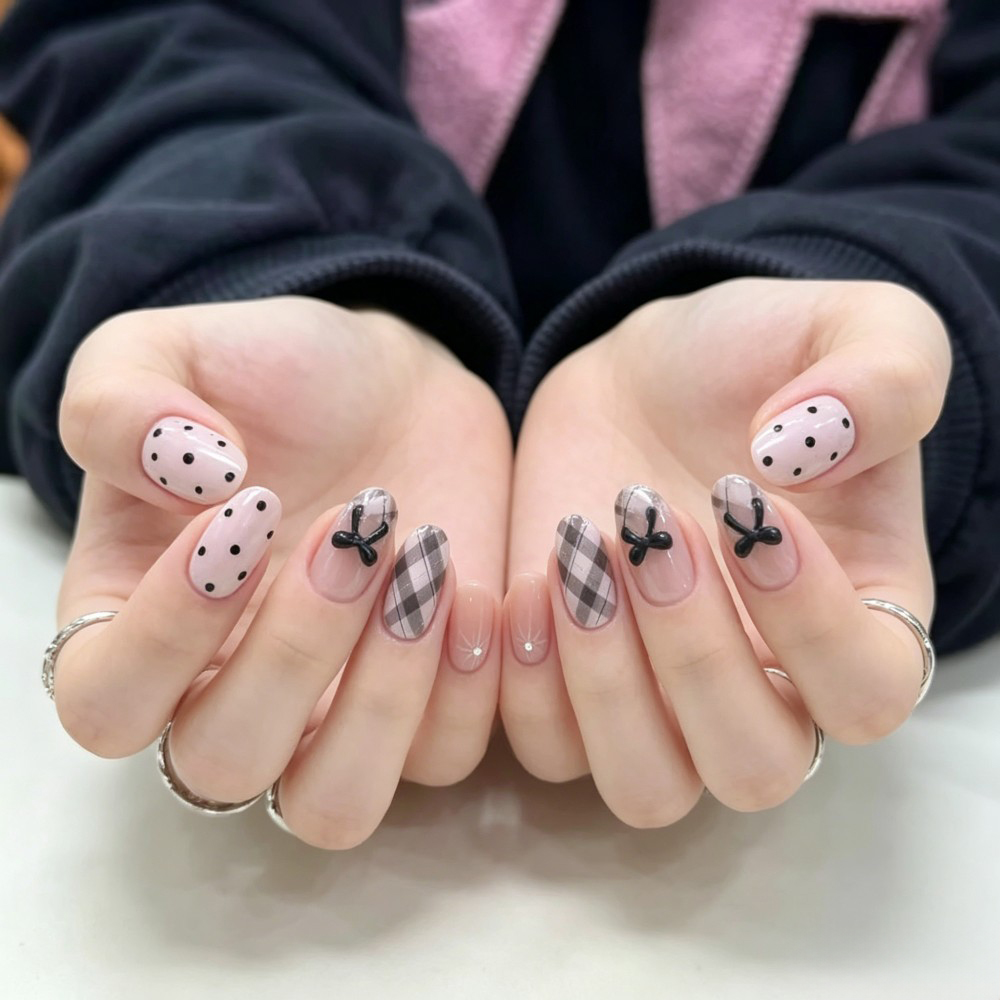24개 프렌치 플래드 빈페이스트 핑크 파우더 나비 리본 - Nail Art Wedding 리뷰 및 가격