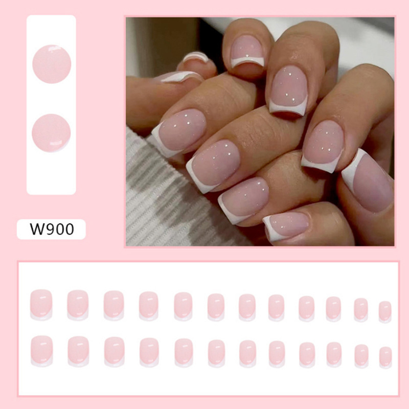 짧은 사각형 프레스온 네일 누드 화이트 클래식 프렌치  - Nail Art Wedding 리뷰 및 가격