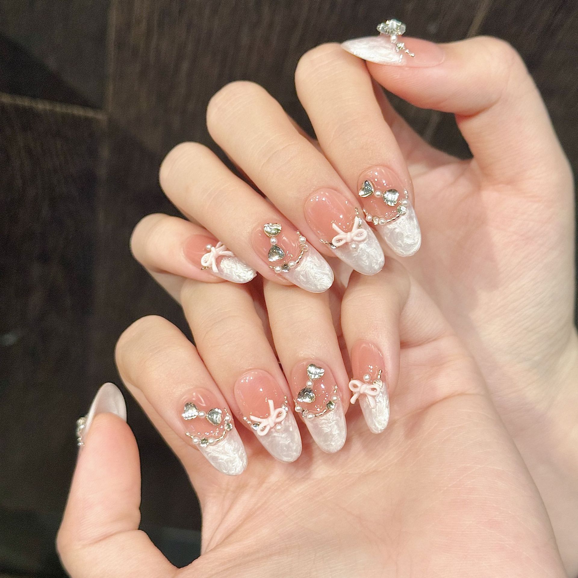 10pcs 손톱에 수제 프레스 프랑스 고양이 눈 핑크  - Nail Art Pink Cat Eye 리뷰 및 가격