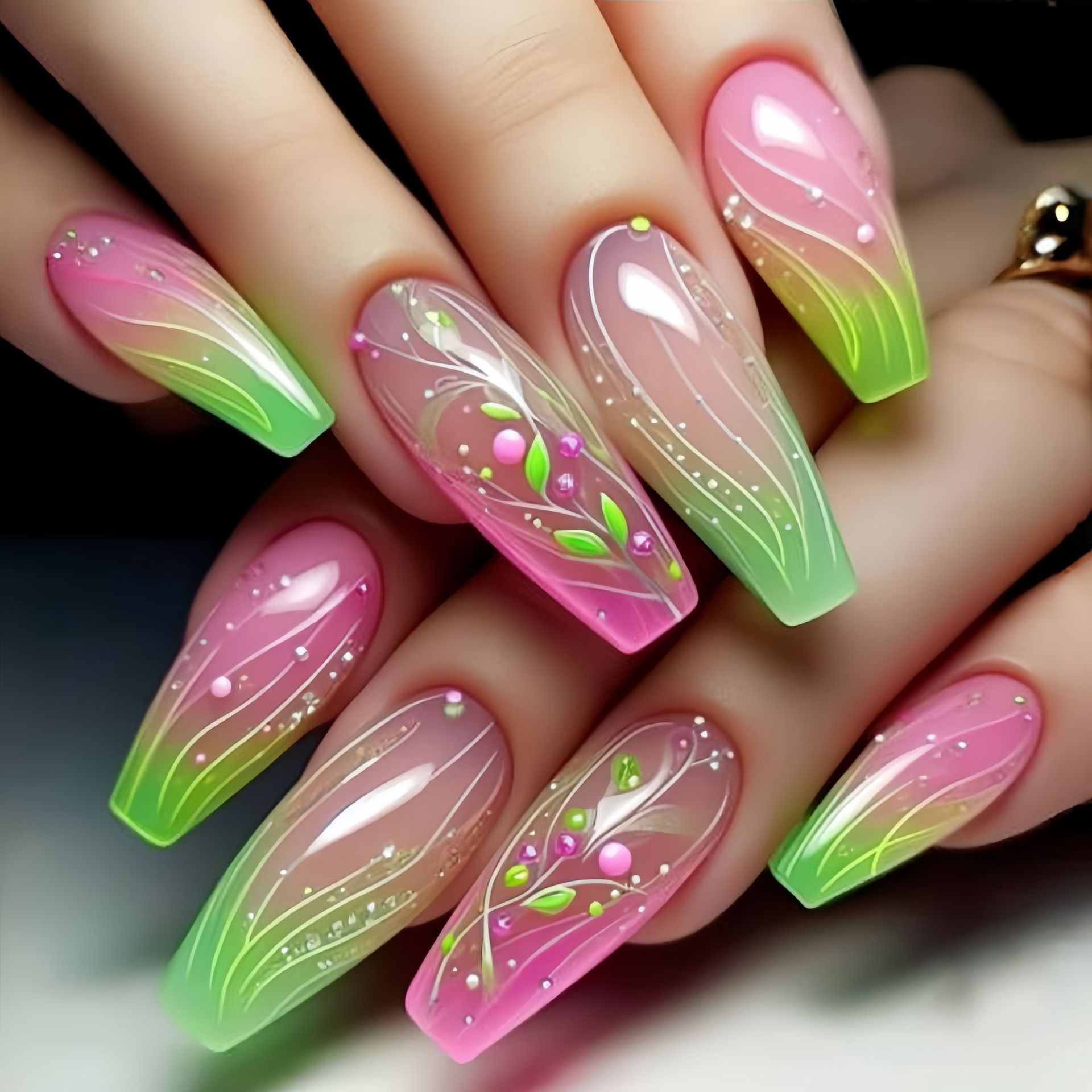 여성용 짧은 중간 길이의 가짜 손톱 그라데이션 퍼플 핑 - Nail Art Wedding 리뷰 및 가격