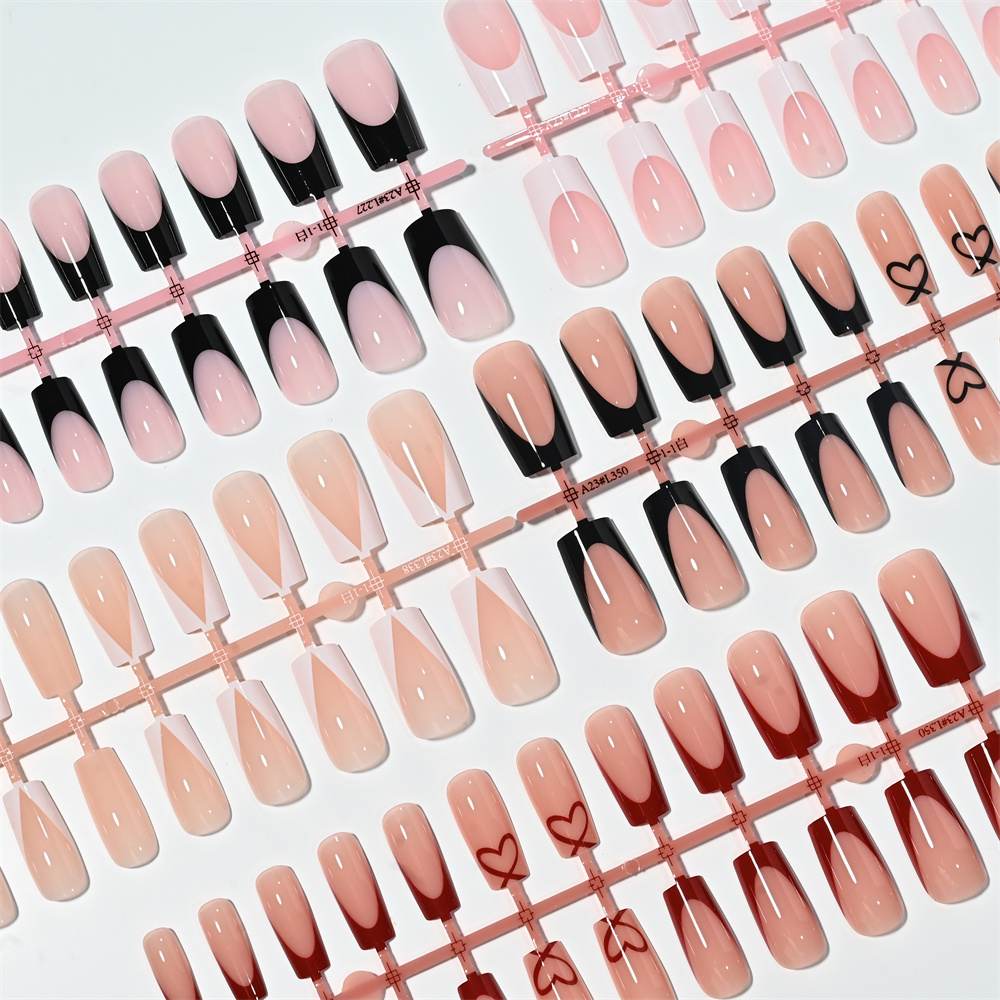 120개 중간 사이즈 스퀘어 프렌치 프레스온 네일 블랙 - Nail Art Wedding 리뷰 및 가격