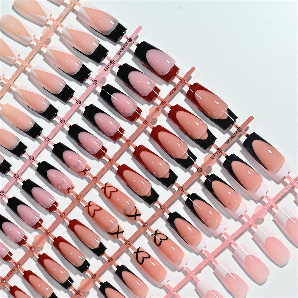 120개 중간 사이즈 스퀘어 프렌치 프레스온 네일 블랙 - Nail Art Wedding 리뷰 및 가격