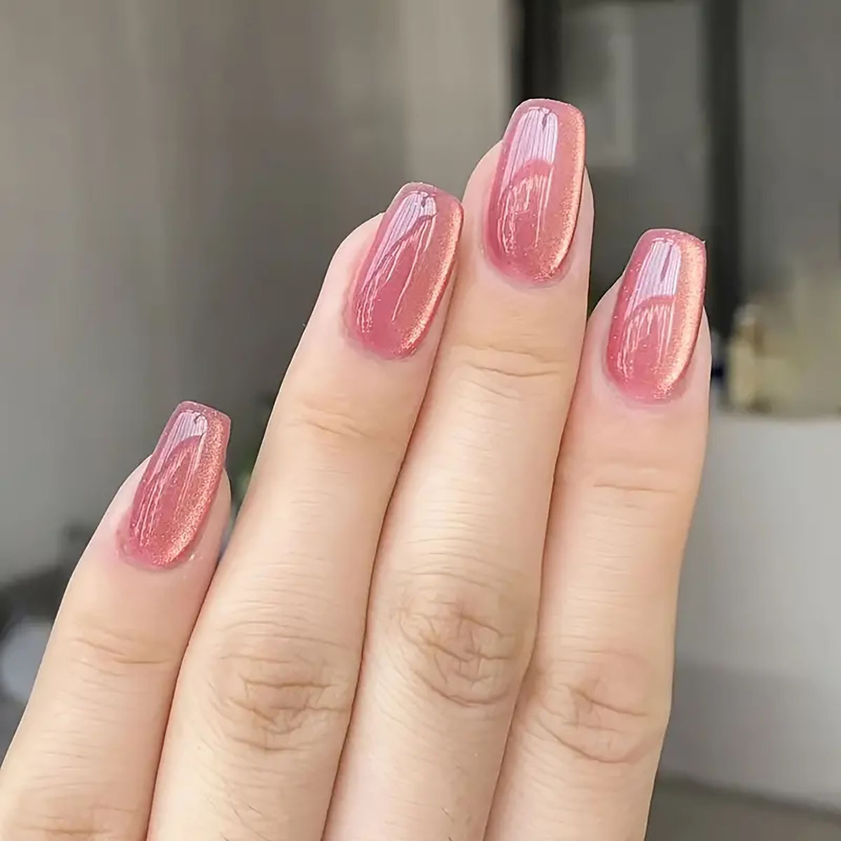 여성용 짧은 사각형 발레 가짜 손톱, 반짝이 녹색 파란 - Nail Art Pink Cat Eye 리뷰 및 가격