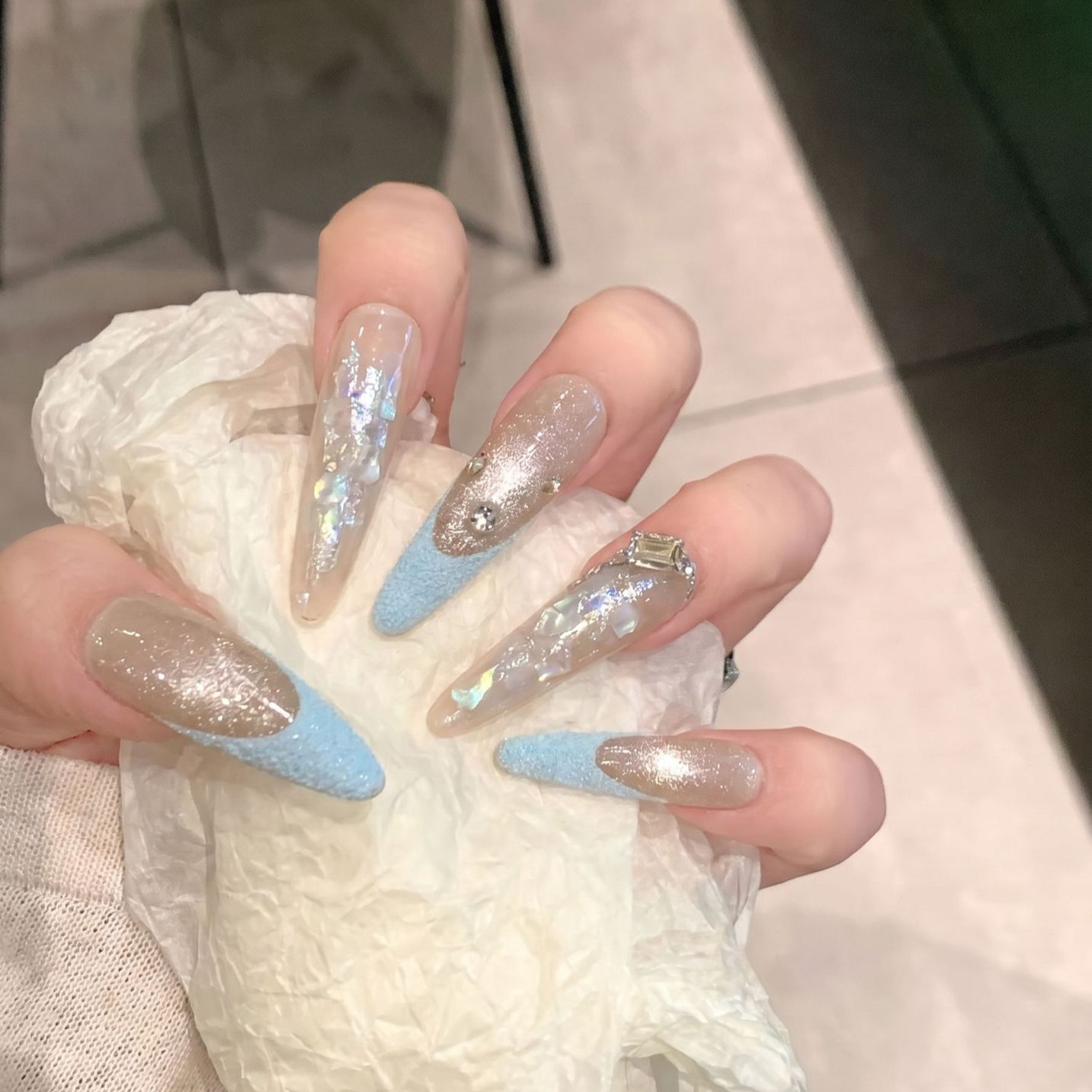 프레스온 네일 10개입 퍼플 판타지 프렌치 매니큐어,  - Nail Art Wedding 리뷰 및 가격