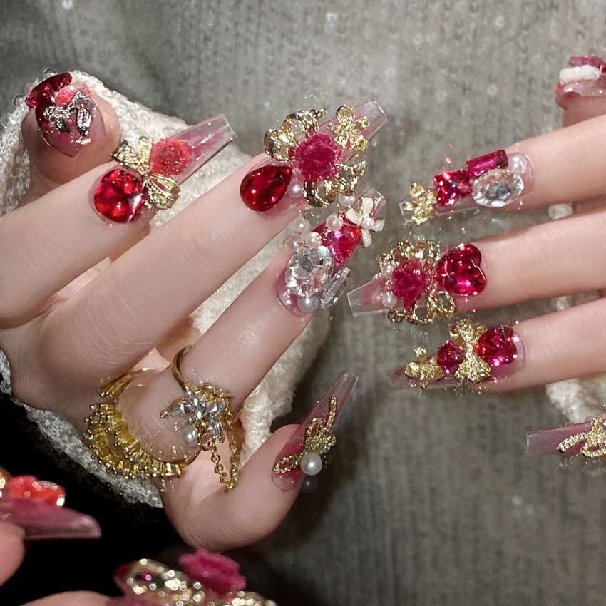 24pcs 손톱에 새해 중금속 프레스 중국 신부 결혼식 - Nail Art Wedding 리뷰 및 가격
