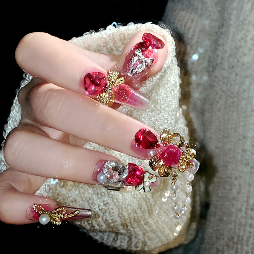 24pcs 손톱에 새해 중금속 프레스 중국 신부 결혼식 - Nail Art Wedding 리뷰 및 가격