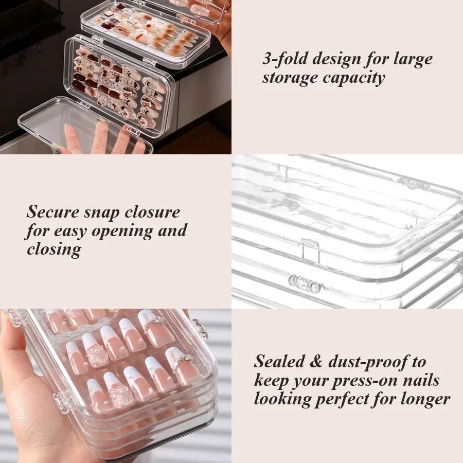 투명 접이식 프레스온 네일 보관함, 살롱 및 DIY 네 - Nail Art Kaki 리뷰 및 가격