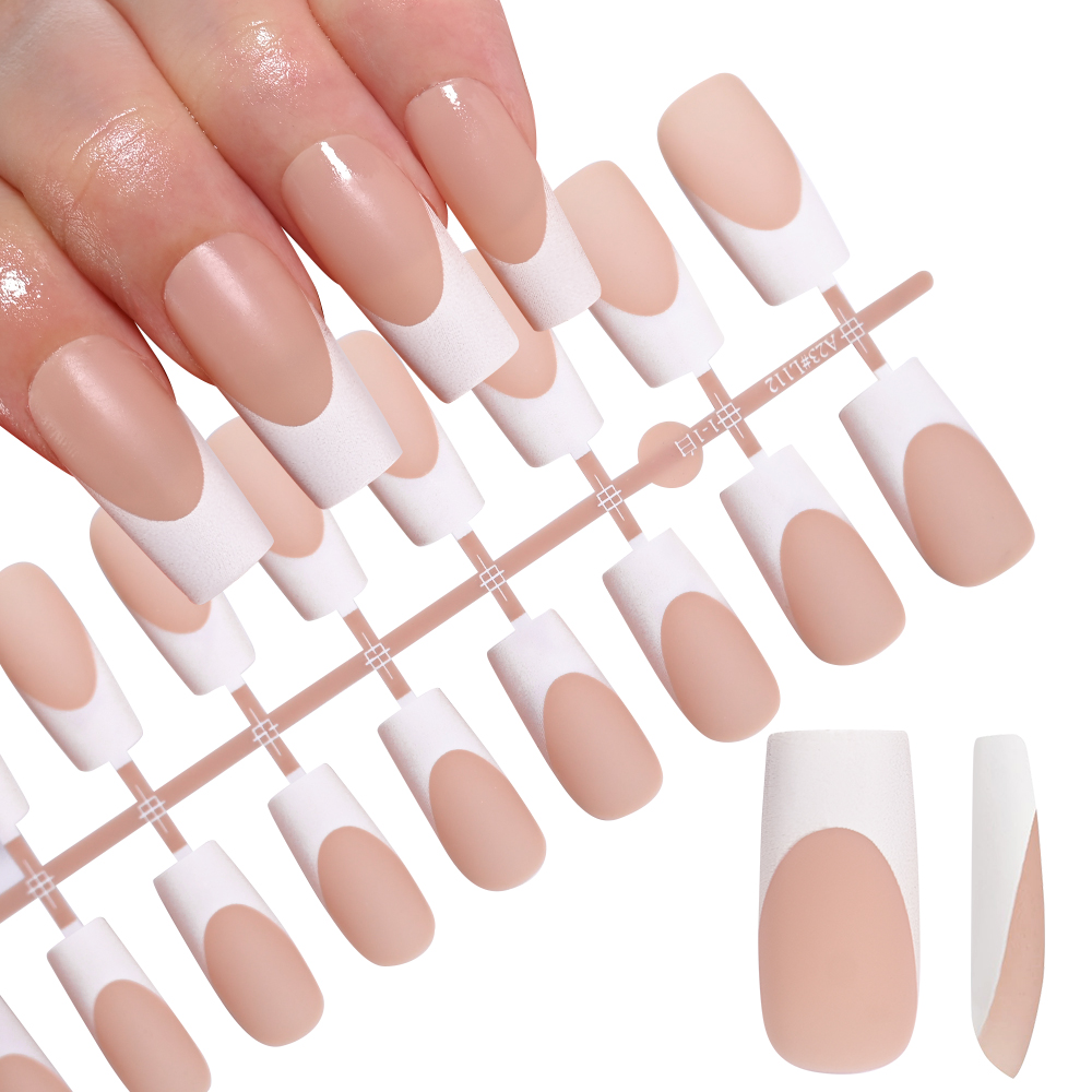 120개 누드 프렌치 가짜 손톱 미디엄 코핀 프레스온  - Nail Art Wedding 리뷰 및 가격